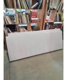 PAIRE DE SOMMIER TAPISSER  A LATTES TISSU ECRU 2X70X190CM AVEC 8 PIEDS