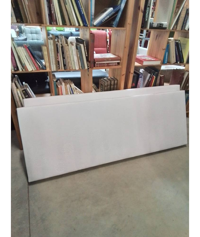 PAIRE DE SOMMIER TAPISSER  A LATTES TISSU ECRU 2X70X190CM AVEC 8 PIEDS