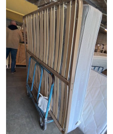 SOMMIER CADRE MÉTAL CRÈME A LATTES AVEC 4 PIEDS 160X200CM