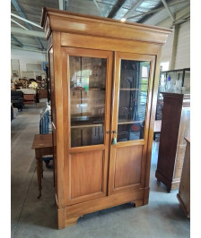 BIBLIOTHÈQUE VITRÉE BOIS CLAIR STYLE LOUIS PHILIPPE 