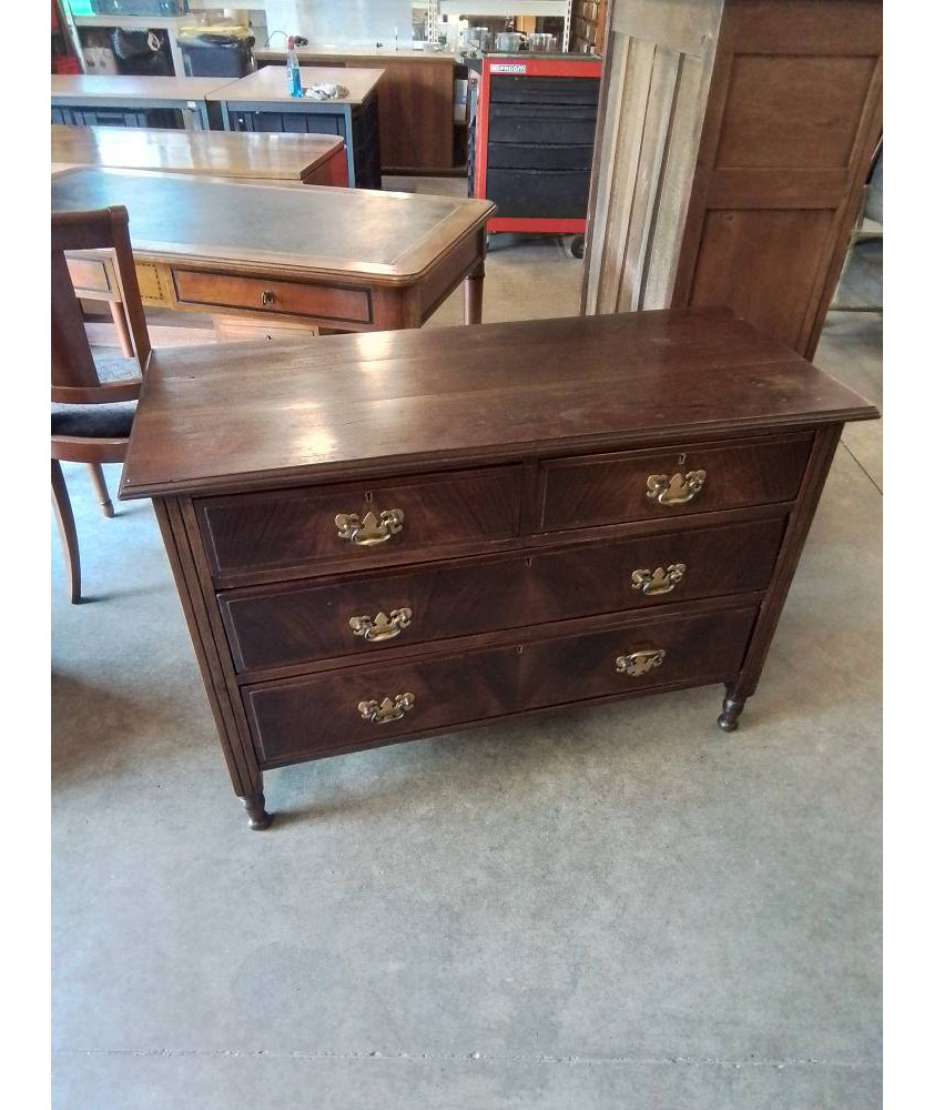 COMMODE ANGLAISE ACAJOU 4 TIROIRS DÉBUT XXE