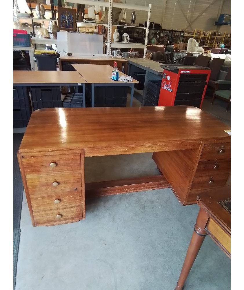 BUREAU RECTANGULAIRE ART DÉCO 4 TIROIRS 1 PORTE