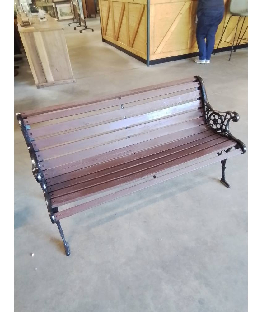 BANC DE JARDIN FONTE LATTES BOIS MARRON