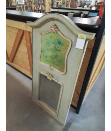 TRUMEAU BOIS CINTRÉ VERT ET ÉCRU DÉCOR AU BOUQUET