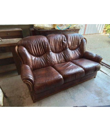 CANAPÉ 2/3 PLACE CUIR ET BOIS 