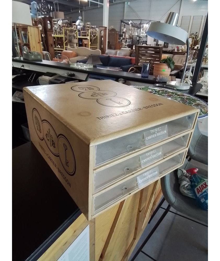 CASIER DE MERCERIE BOIS GAINÉ THIRIEZ&CARTIER BRESSON 3 TIROIRS 