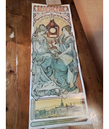 AFFICHE PUBLICITAIRE BÉNÉDICTINE MUCHA ANNÉES 70 24X67CM