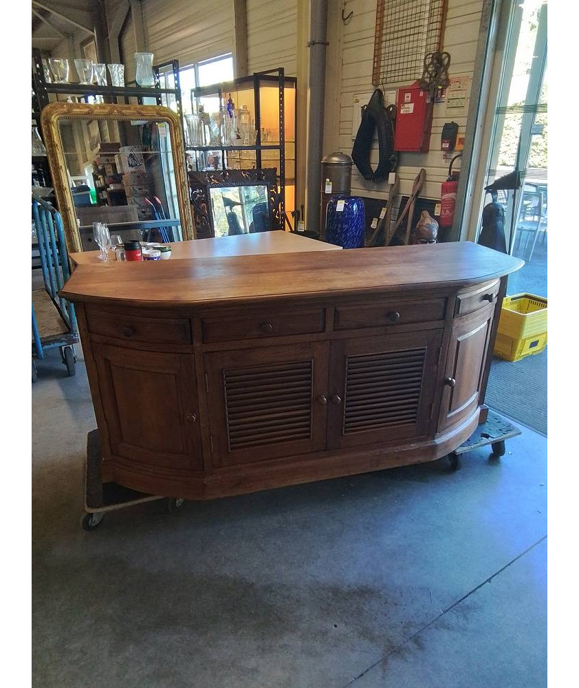 BUFFET TECK 4 TIROIRS 4 PORTES AJOURÉES 