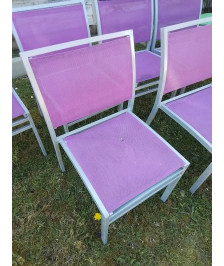 CHAISE DE JARDIN PIÈTEMENT ALU ASSISE ET DOSSIER TOILE MAUVE