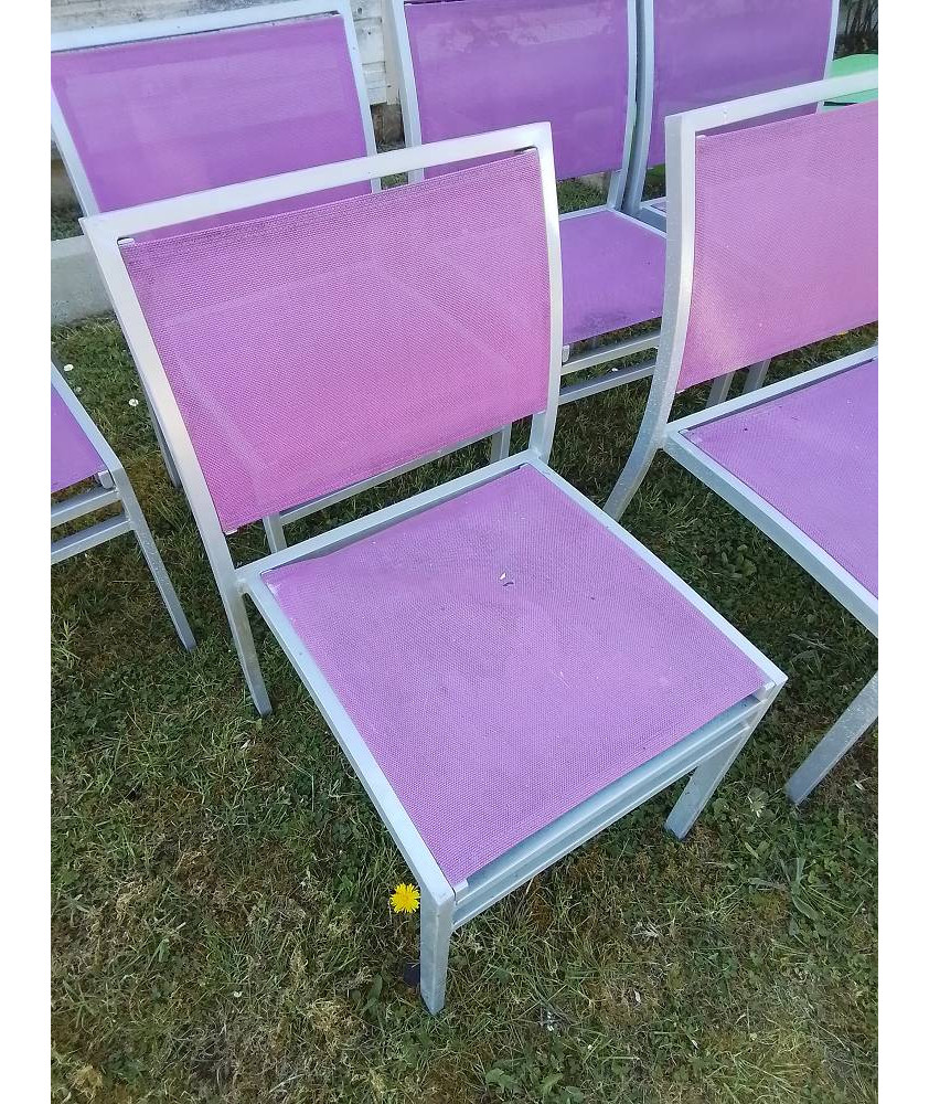 CHAISE DE JARDIN PIÈTEMENT ALU ASSISE ET DOSSIER TOILE MAUVE