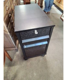 CAISSON DE BUREAU A ROULETTES BOIS NOIR WENGÉ 2 TIROIRS 