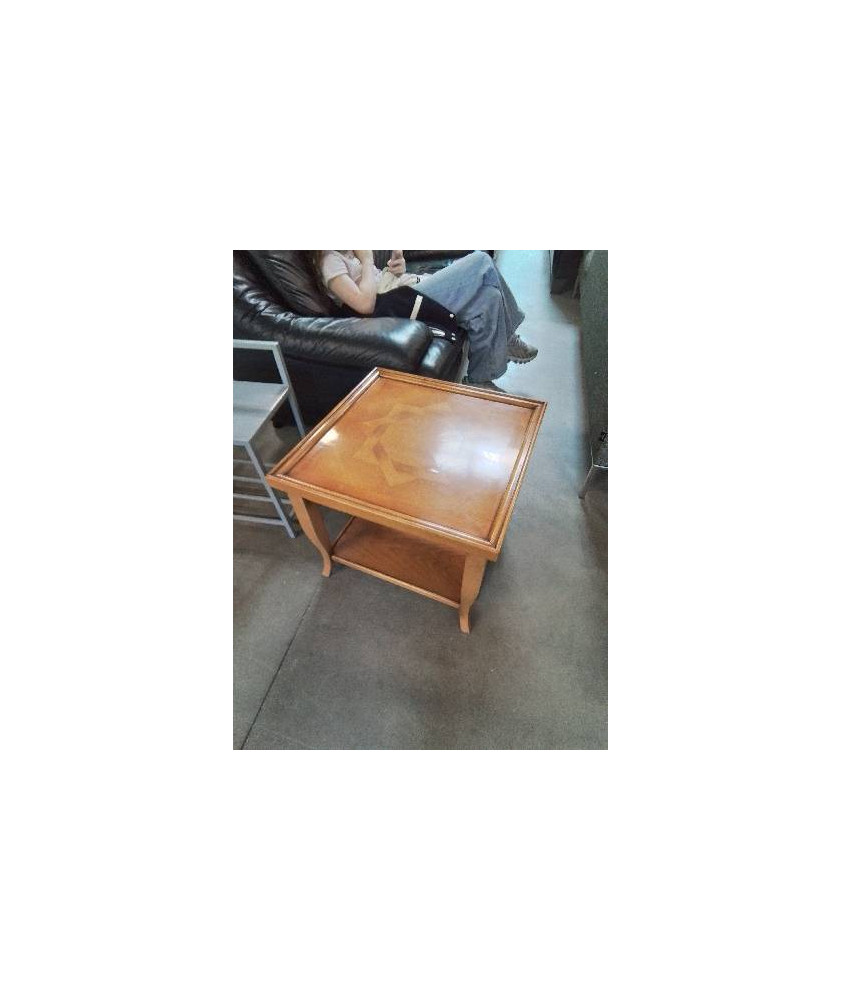TABLE BASSE CARRÉE BOIS CLAIR 2 NIVEAUX 
