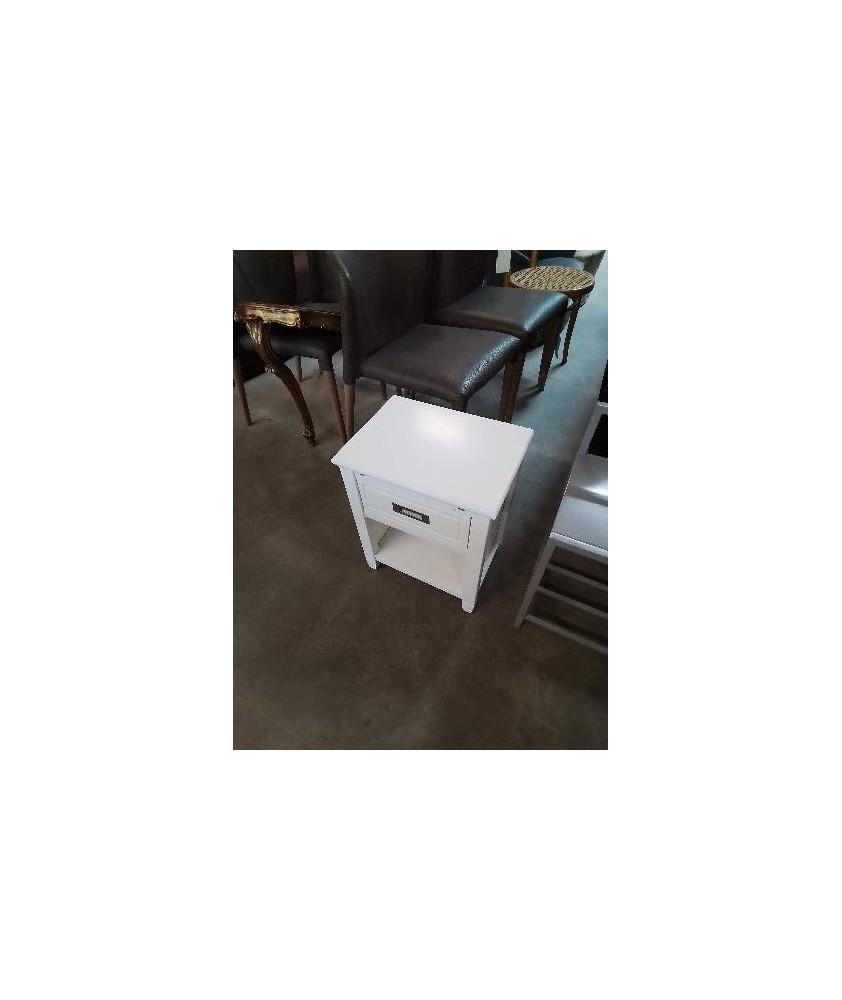 CHEVET BOIS BLANC 1 NICHE 1 TIROIR 