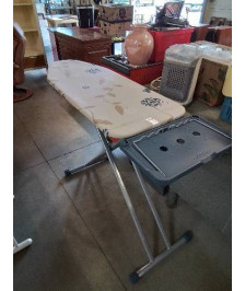 TABLE A REPASSER PHILIPS MÉTAL GRIS RÉSINE BLEU TISSU ECRU 