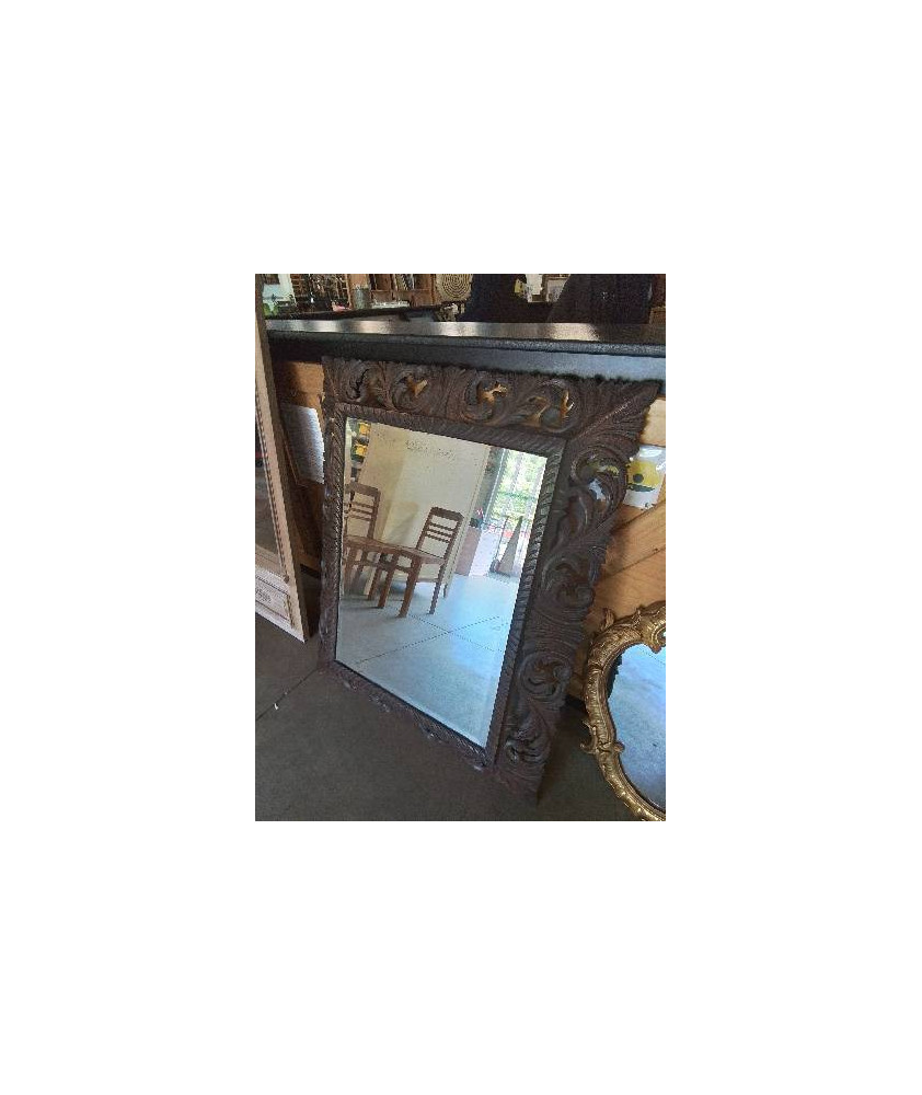 MIROIR RECTANGULAIRE BOIS SCULPTÉ AUX FEUILLES D’ACANTHES FIN XIXE