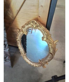 MIROIR OVALE BOIS ET STUC DORÉ SCULPTÉ STYLE RÉGENCE 