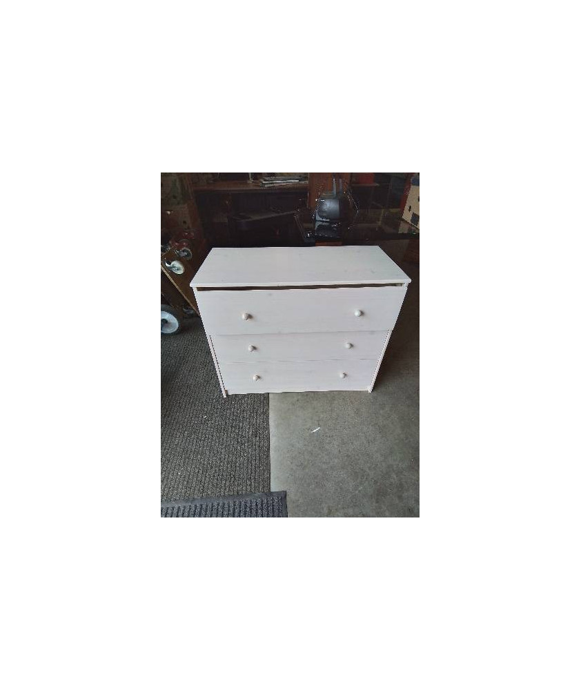 COMMODE PIN ÉCRU 3 TIROIRS 