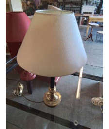 LAMPE COLONNE MÉTAL DORÉ ET NOIR AJ ECRU