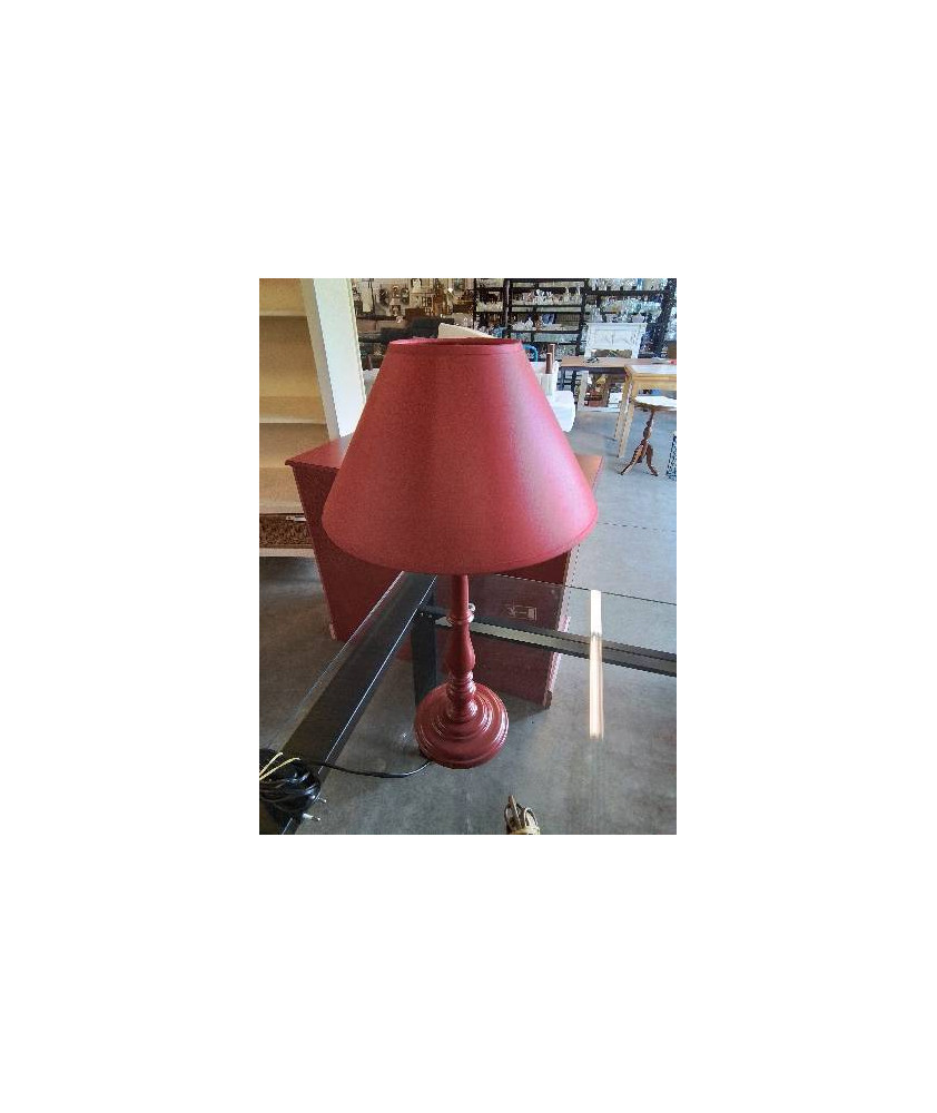 LAMPE COLONNE BOIS TOURNÉ ROUGE AJ ROUGE