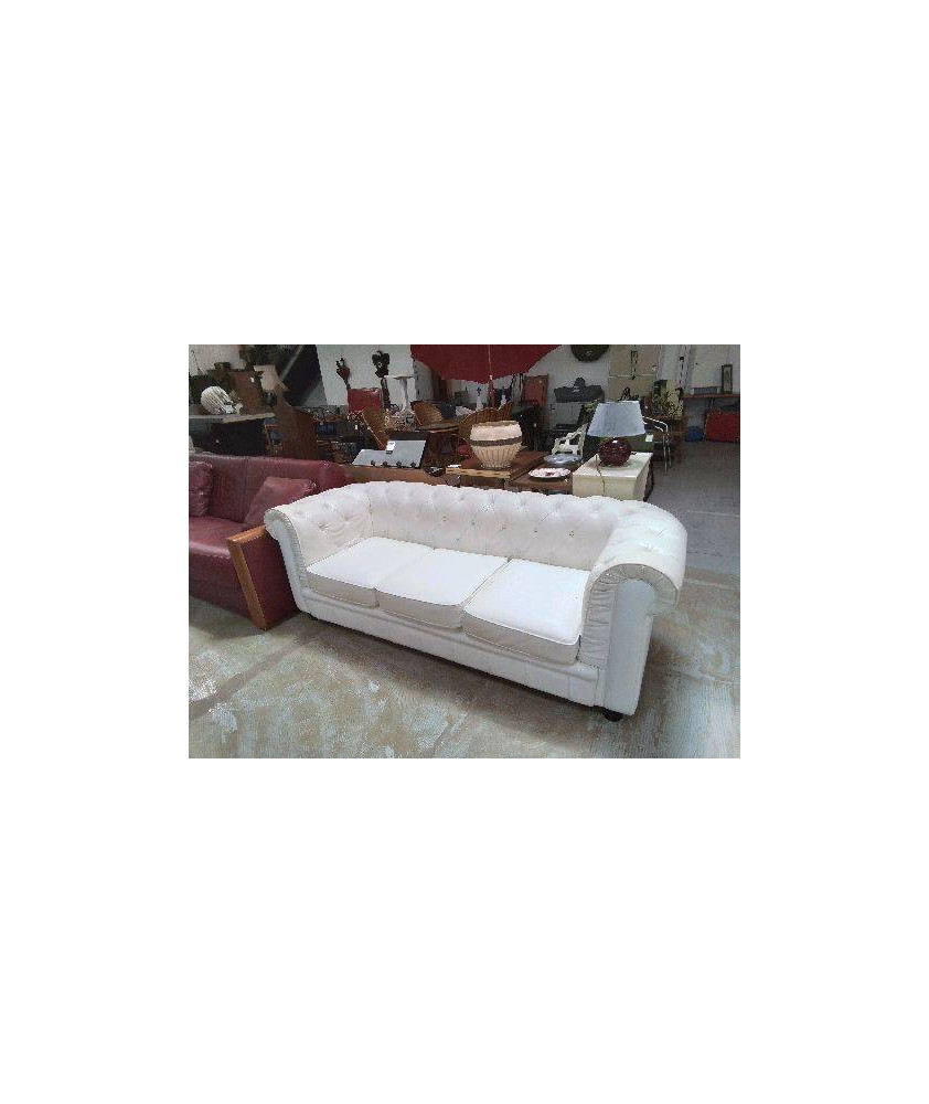 CANAPÉ 3 PLACES CHESTERFIELD BLANC 
