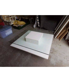 GRANDE TABLE BASSE BLANCHE LAQUÉ CARRÉ 