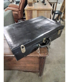 VALISE GAINE CUIR NOIR ANNÉES 60