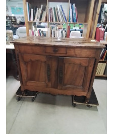 BUFFET 2 PORTES 1 TIROIRS BOIS MOULURÉ PIEDS ESCARGOT DÉBUT XXE
