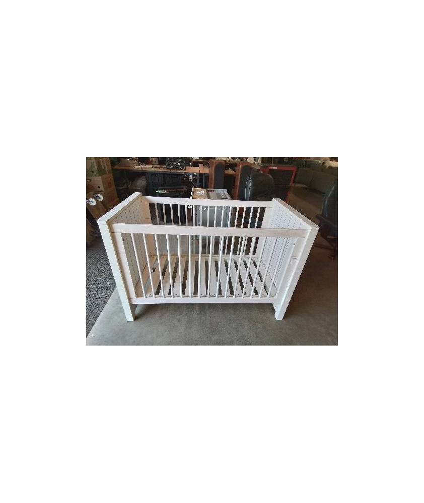 LIT BEBE BOIS CERUSÉ BLANC A BARREAUX 60X120