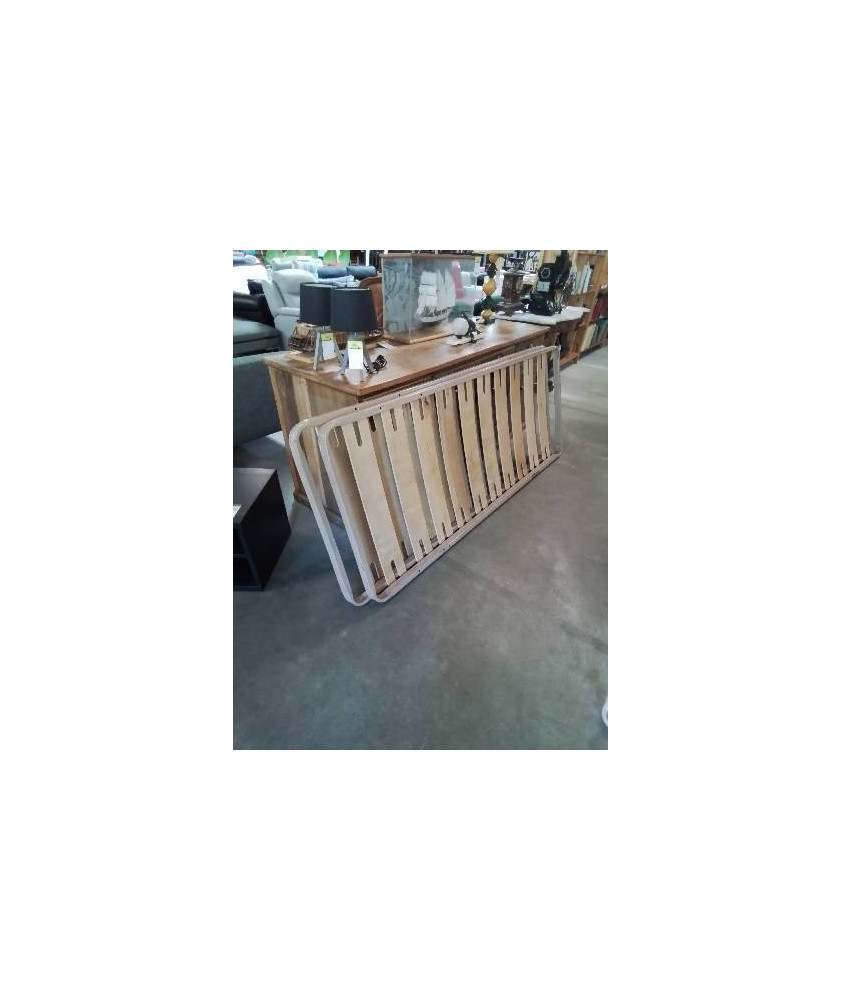 PAIRE DE SOMMIER CADRE MÉTAL CRÈME A LATTES 2X80X200CM