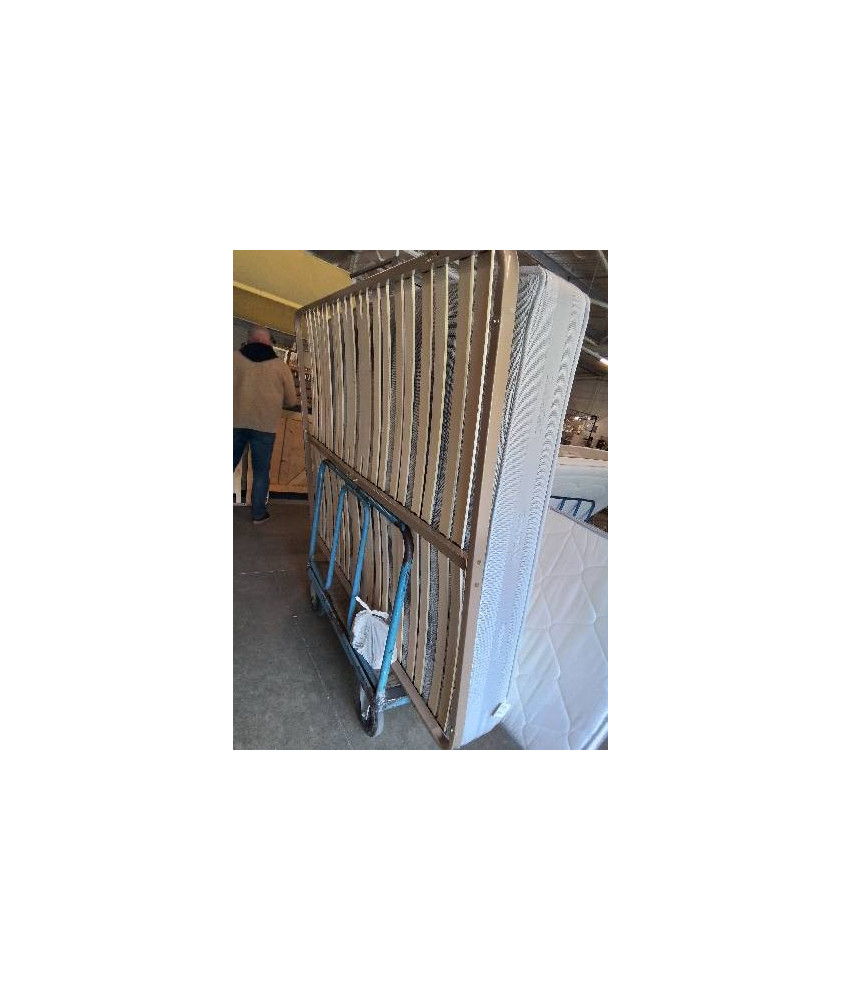 SOMMIER CADRE MÉTAL CRÈME A LATTES AVEC 4 PIEDS 160X200CM