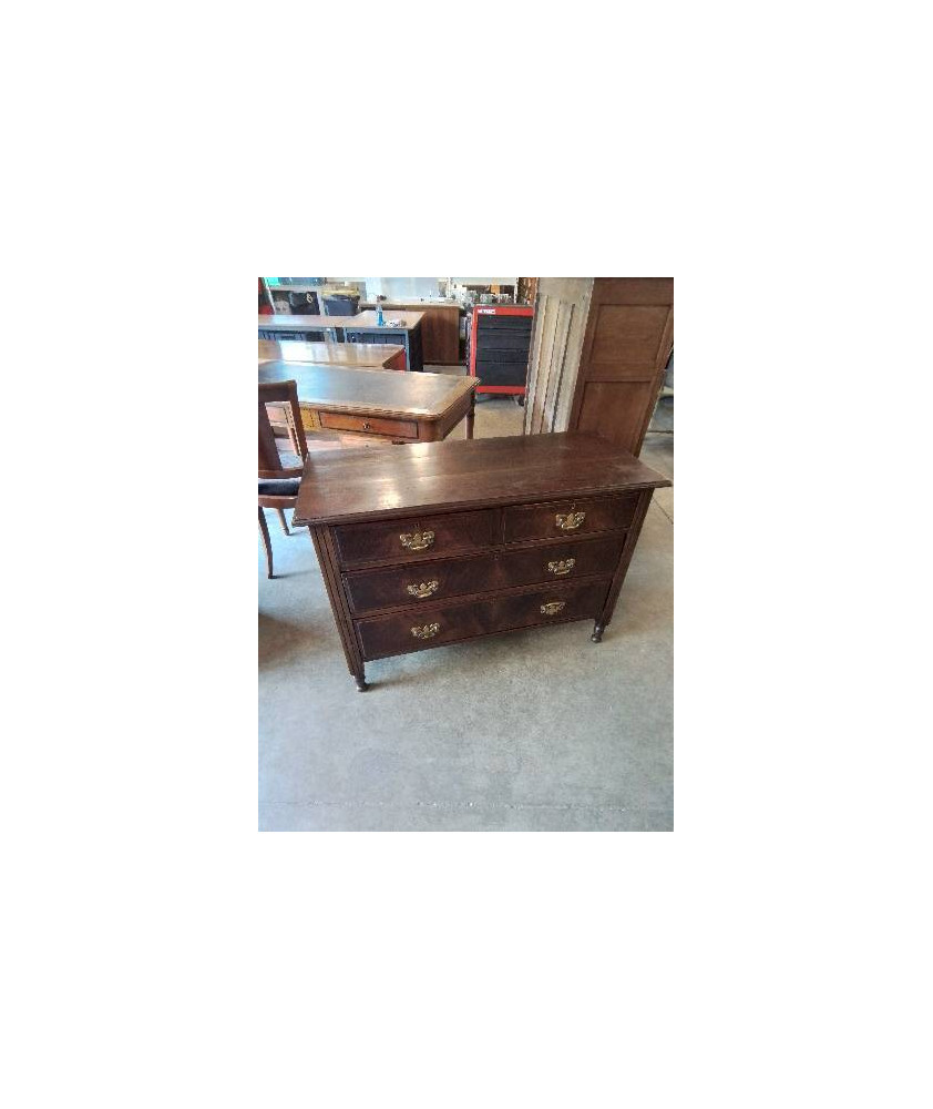 COMMODE ANGLAISE ACAJOU 4 TIROIRS DÉBUT XXE