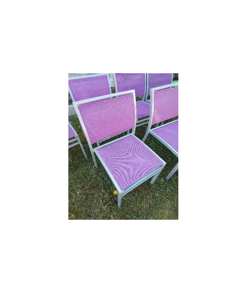 CHAISE DE JARDIN PIÈTEMENT ALU ASSISE ET DOSSIER TOILE MAUVE