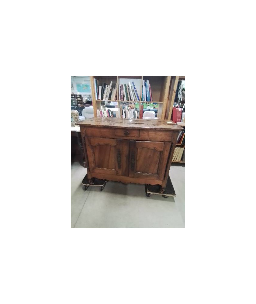 BUFFET 2 PORTES 1 TIROIRS BOIS MOULURÉ PIEDS ESCARGOT DÉBUT XXE