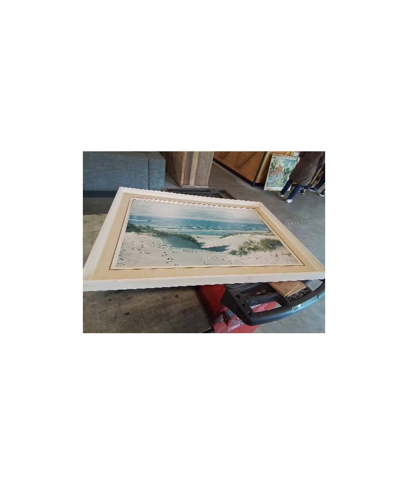CADRE  BOIS MOULURÉ LA MER DU NORD ANNÉES 50