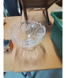 COUPE SUR PIEDOUCHE  VERRE AU OISEAUX