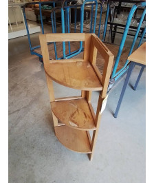 ÉTAGÈRE D’ANGLE PLIANTE BOIS CLAIR 3 NIVEAUX 