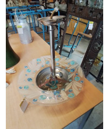 PLAFONNIER ART DÉCO MÉTAL CHROMÉ ET VERRE 
