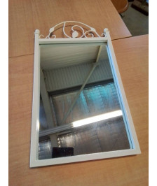 MIROIR RECTANGULAIRE CINTRÉ MÉTAL BLANC AUX FEUILLES 