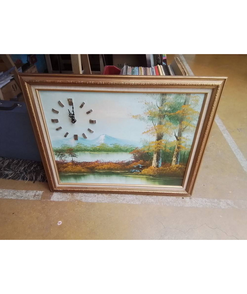PEINTURE AVEC HORLOGE 70X47