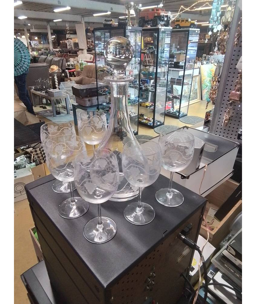CARAFE + 6 VERRES CRISTAL 