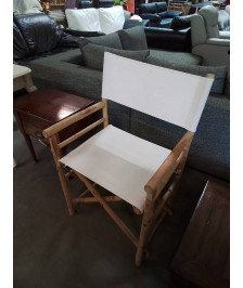 FAUTEUIL DE METTEUR EN SCÈNE BAMBOU ET TISSU ECRU