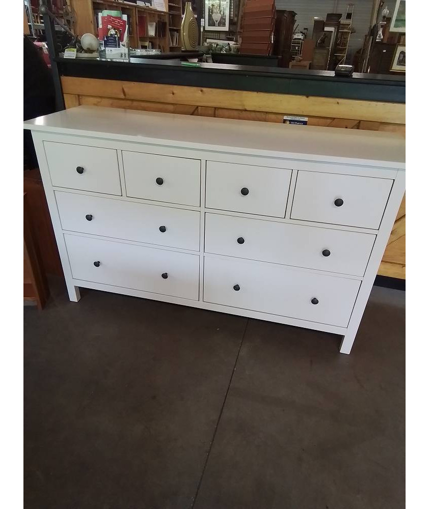 COMMODE BOIS BLANC 8 TIROIRS 
