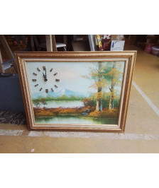 PEINTURE AVEC HORLOGE 70X47