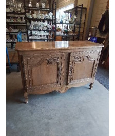 BUFFET CAUCHOIS BOIS MOULURÉ ET SCULPTÉ AUX FLEURS 2 PORTES DÉBUT XXE 