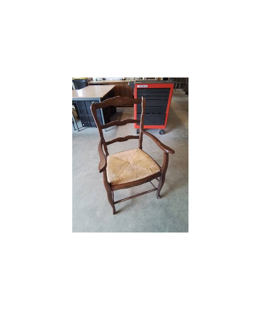 FAUTEUIL DE CHEMINÉE BOIS PAILLÉ STYLE RÉGENCE COQUILLE