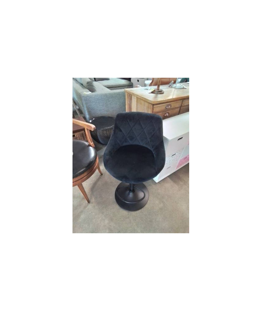 TABOURET DE BAR PIÈTEMENT MÉTAL NOIR ASSISE TISSU NOIR