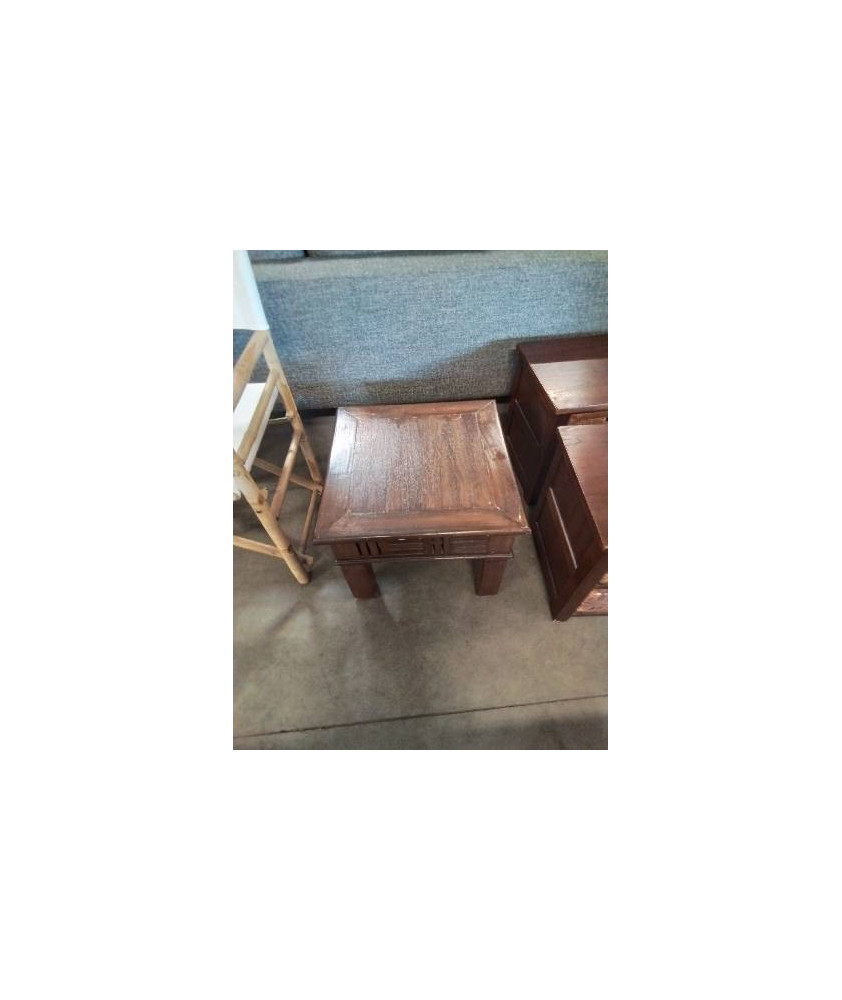 TABLE BASSE CARRÉ BOIS EXOTIQUE AJOURÉ 
