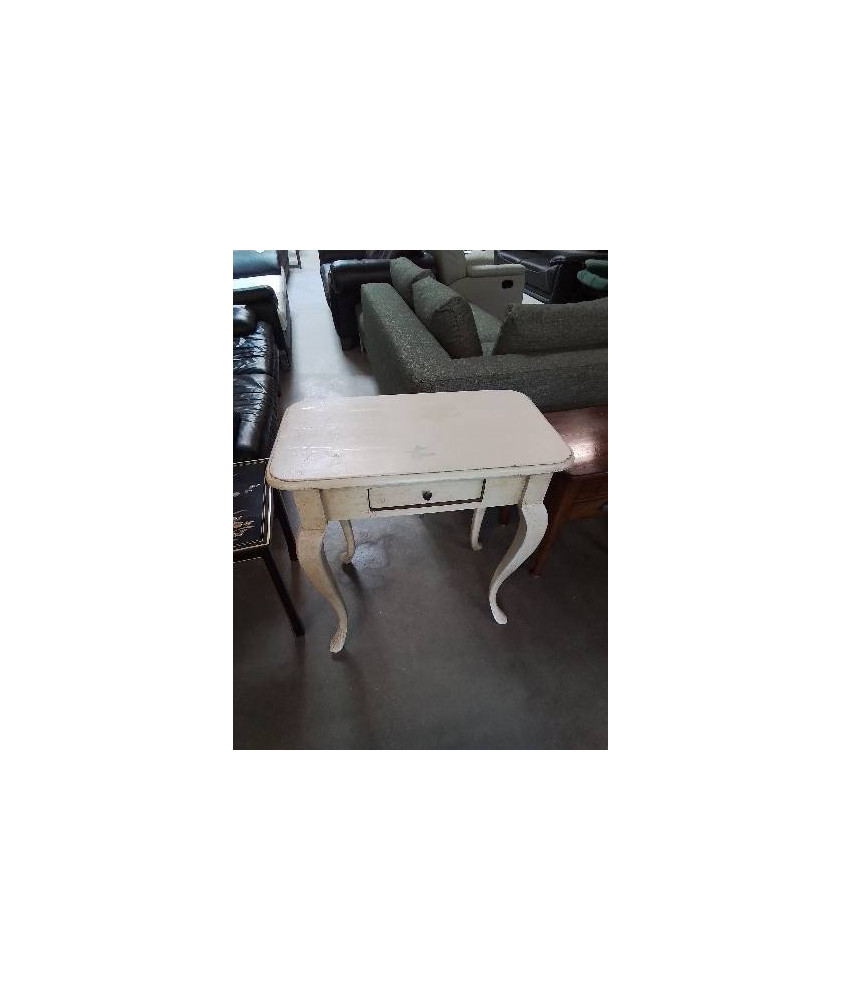 CONSOLE RECTANGULAIRE PIEDS GALBÉS 1 TIROIR BOIS ÉCRU 1 TIROIR