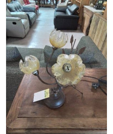 LAMPE LED 3 FEUX MÉTAL AUX FEUILLES ET VERRE 