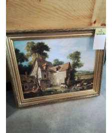 TABLEAU REPRODUCTION FERME CADRE DORÉ 